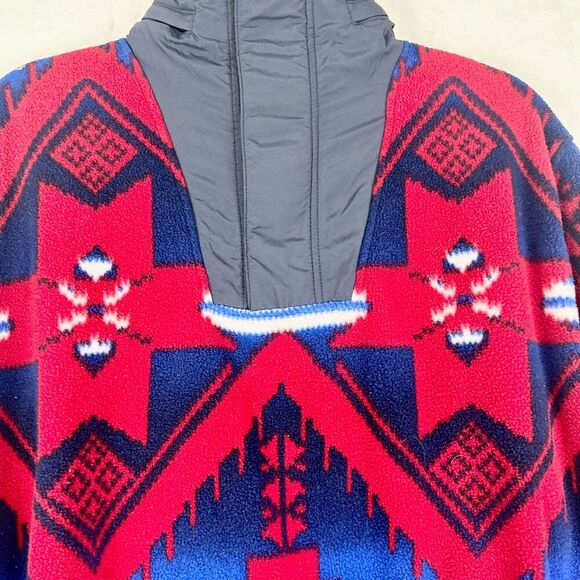 Polo Ralph Lauren Vintage Aztec Fleece Pullover Size Medium Hood Southwestern - Picture 3 of 7
